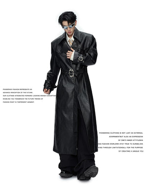 desc::croc-embossed-wide-shoulder-deconstructed-leather-trench-detail-img-3