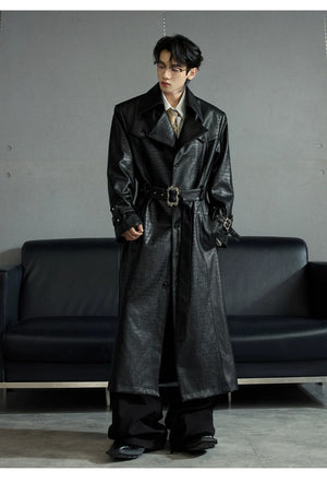 desc::croc-embossed-wide-shoulder-deconstructed-leather-trench-detail-img-5