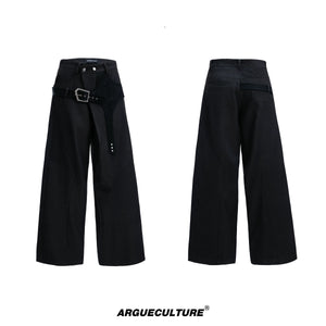 croc-patchwork-straight-leg-streetwear-trousers-for-men-black