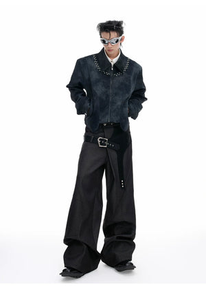 desc::croc-patchwork-straight-leg-streetwear-trousers-for-men-detail-img-9