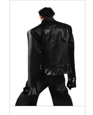 desc::crocodile-embossed-pu-leather-moto-jacket-spliced-design-detail-img-10