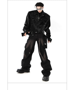 desc::crocodile-embossed-pu-leather-moto-jacket-spliced-design-detail-img-11