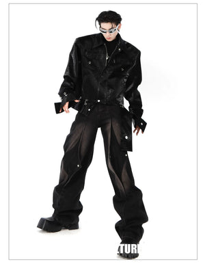 desc::crocodile-embossed-pu-leather-moto-jacket-spliced-design-detail-img-3