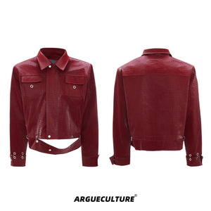 crocodile-embossed-pu-leather-moto-jacket-spliced-design-red