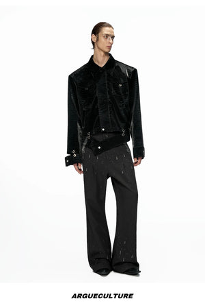 desc::cropped-croc-embossed-leather-jacket-with-metal-hardware-detail-img-14