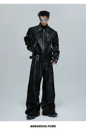 desc::cropped-liquid-glossy-jacket-with-shimmer-rhinestones-detail-img-12