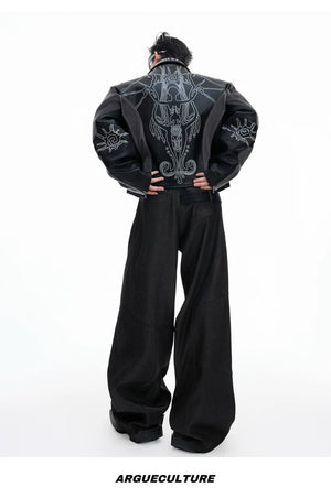 desc::cropped-rivet-leather-jacket-with-faux-fur-patchwork-detail-img-14