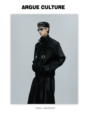 desc::cropped-snake-skin-moto-jacket-with-metal-buckle-detail-detail-img-1