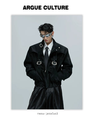 desc::cropped-snake-skin-moto-jacket-with-metal-buckle-detail-detail-img-14