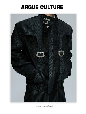 desc::cropped-snake-skin-moto-jacket-with-metal-buckle-detail-detail-img-16