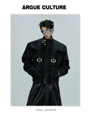 desc::cropped-snake-skin-moto-jacket-with-metal-buckle-detail-detail-img-8