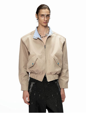 desc::cropped-stand-collar-striped-jacket-unisex-streetwear-detail-img-3