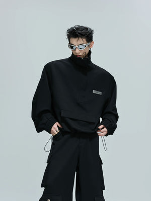 cropped-stand-collar-zip-sweatshirt-cargo-pants-set-gray-pants