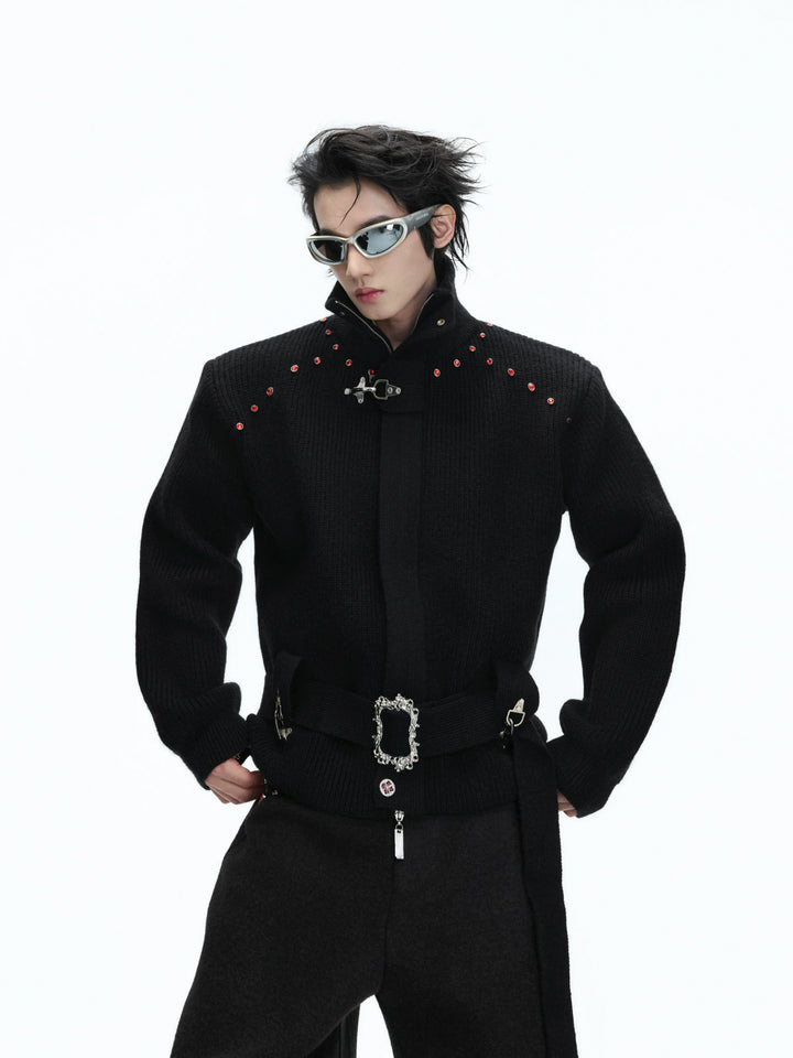 Cropped Wool-Blend Zip Cardigan Jacket with Stand Collar - main image 1