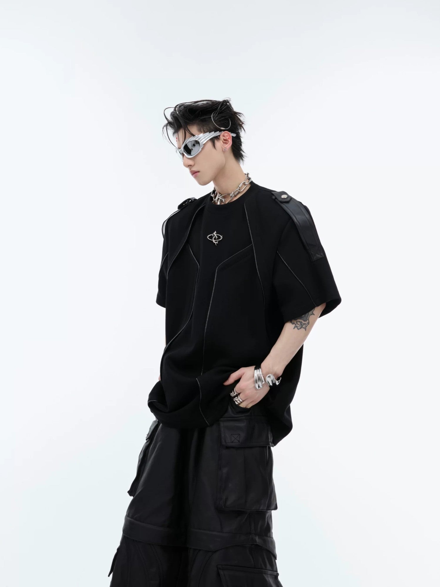 Back view of white loose fit streetwear t-shirt in organic cotton