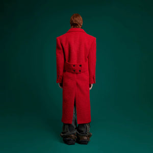 Urban street style outfit featuring a deconstructed wool overcoat