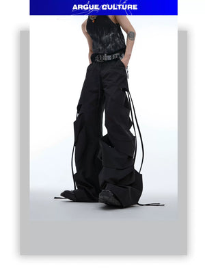 desc::deconstructed-cutout-flare-cargo-pants-with-streamers-detail-img-1