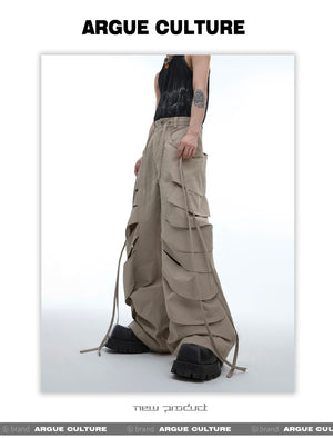 desc::deconstructed-cutout-flare-cargo-pants-with-streamers-detail-img-11