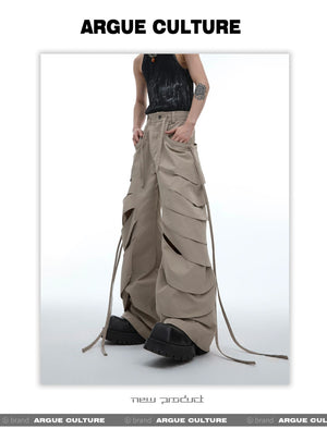 desc::deconstructed-cutout-flare-cargo-pants-with-streamers-detail-img-15