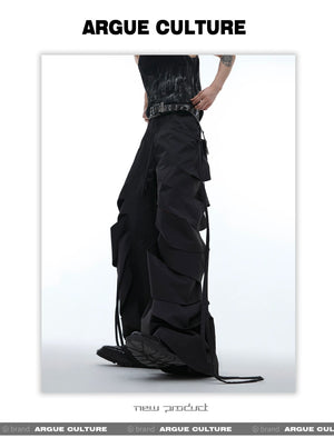 desc::deconstructed-cutout-flare-cargo-pants-with-streamers-detail-img-4