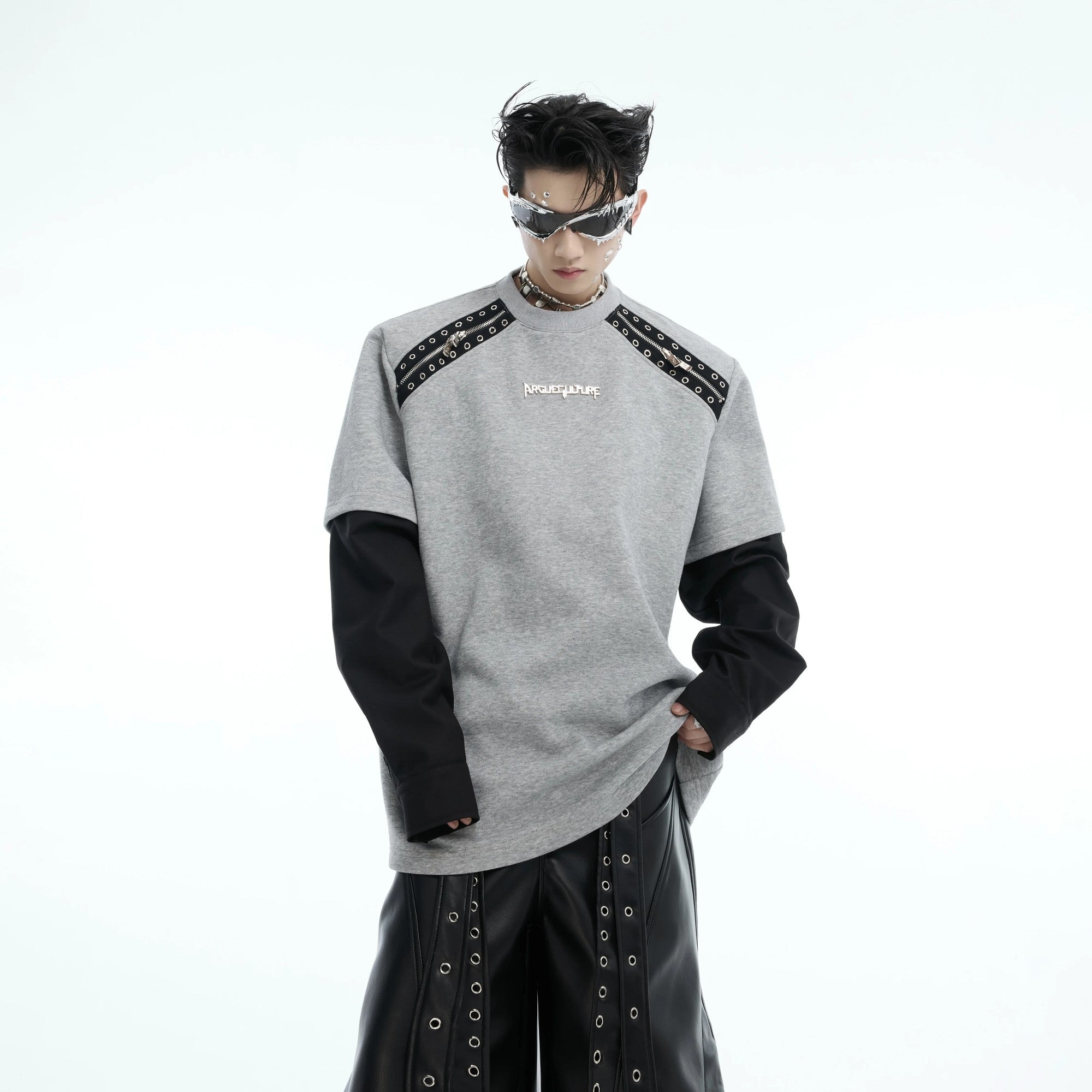 Back view of loose fit streetwear shirt in black