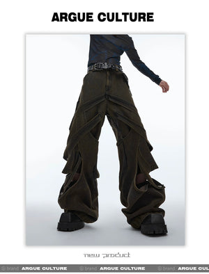 desc::deconstructed-distressed-wide-leg-denim-cargo-pants-detail-img-18