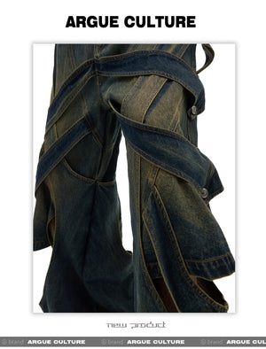 desc::deconstructed-distressed-wide-leg-denim-cargo-pants-detail-img-8