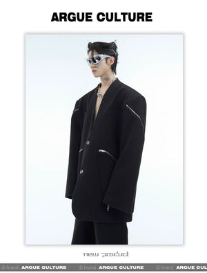 desc::deconstructed-double-zipper-collarless-blazer-mens-runway-jacket-detail-img-12