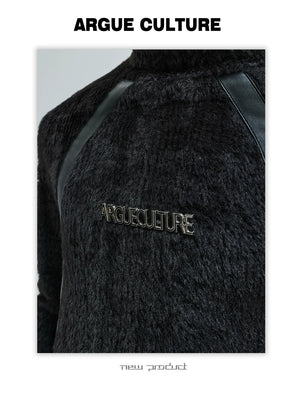 desc::deconstructed-faux-mink-plush-mock-neck-slim-top-detail-img-4