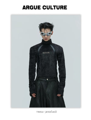 desc::deconstructed-faux-mink-plush-mock-neck-slim-top-detail-img-5