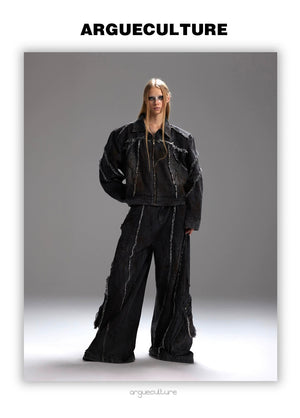desc::deconstructed-frayed-denim-set-wasteland-jacket-cargoes-detail-img-9