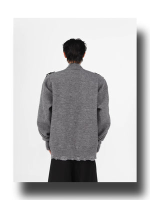 desc::deconstructed-full-zip-v-neck-punk-knit-cardigan-detail-img-17