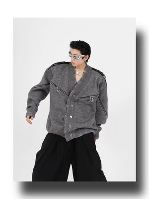 desc::deconstructed-full-zip-v-neck-punk-knit-cardigan-detail-img-21