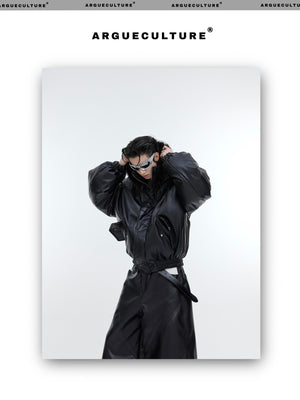 desc::deconstructed-hooded-faux-fur-leather-padded-jacket-detail-img-1