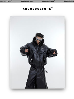 desc::deconstructed-hooded-faux-fur-leather-padded-jacket-detail-img-11
