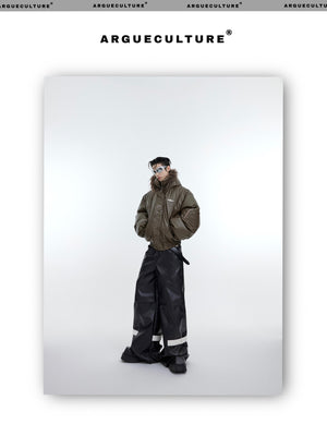 desc::deconstructed-hooded-faux-fur-leather-padded-jacket-detail-img-13