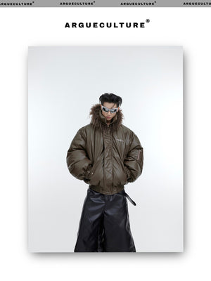 desc::deconstructed-hooded-faux-fur-leather-padded-jacket-detail-img-2