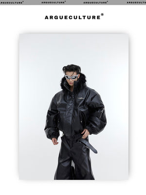 desc::deconstructed-hooded-faux-fur-leather-padded-jacket-detail-img-9