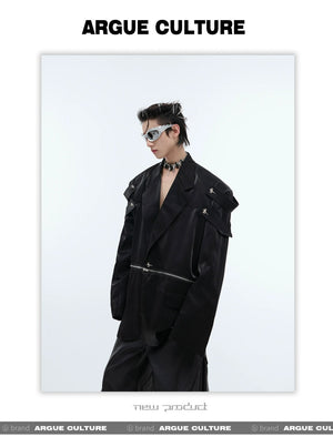 desc::deconstructed-liquid-gloss-oversized-blazer-for-men-detail-img-8