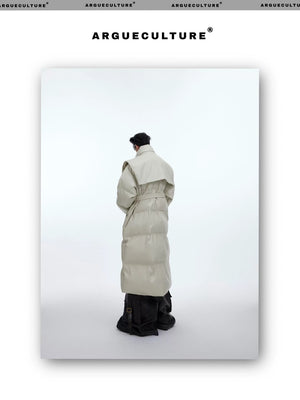 desc::deconstructed-long-hooded-pu-leather-padded-jacket-detail-img-8