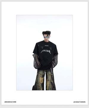 desc::deconstructed-mesh-spliced-faux-two-piece-streetwear-tee-detail-img-2