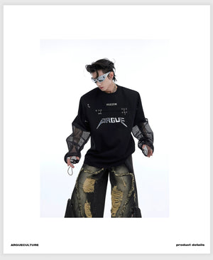 desc::deconstructed-mesh-spliced-faux-two-piece-streetwear-tee-detail-img-4