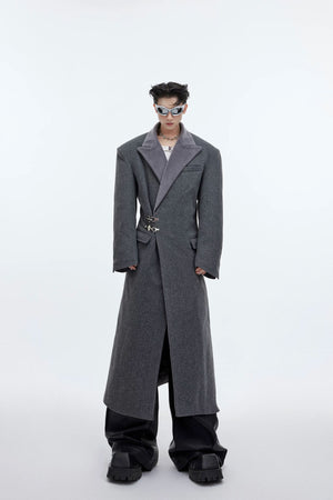 deconstructed-metal-buckle-long-wool-coat-oversized-gray