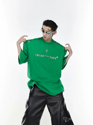 deconstructed-metal-buckle-off-shoulder-streetwear-tee-green