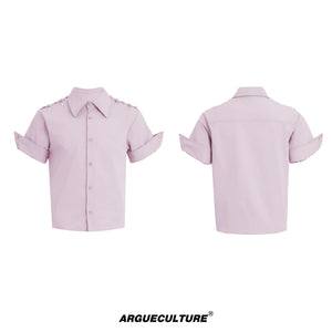 deconstructed-metal-buckle-short-sleeve-shirt-boxy-fit-black