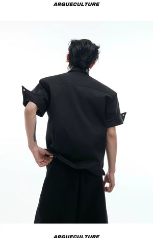 desc::deconstructed-metal-buckle-short-sleeve-shirt-boxy-fit-detail-img-10