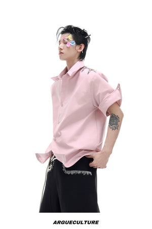 desc::deconstructed-metal-buckle-short-sleeve-shirt-boxy-fit-detail-img-12