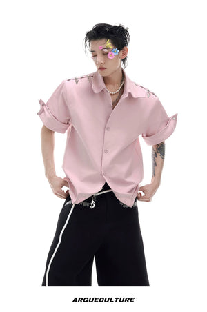 desc::deconstructed-metal-buckle-short-sleeve-shirt-boxy-fit-detail-img-13