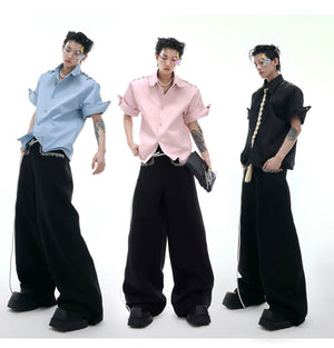 desc::deconstructed-metal-buckle-short-sleeve-shirt-boxy-fit-detail-img-3