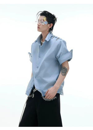 desc::deconstructed-metal-buckle-short-sleeve-shirt-boxy-fit-detail-img-4